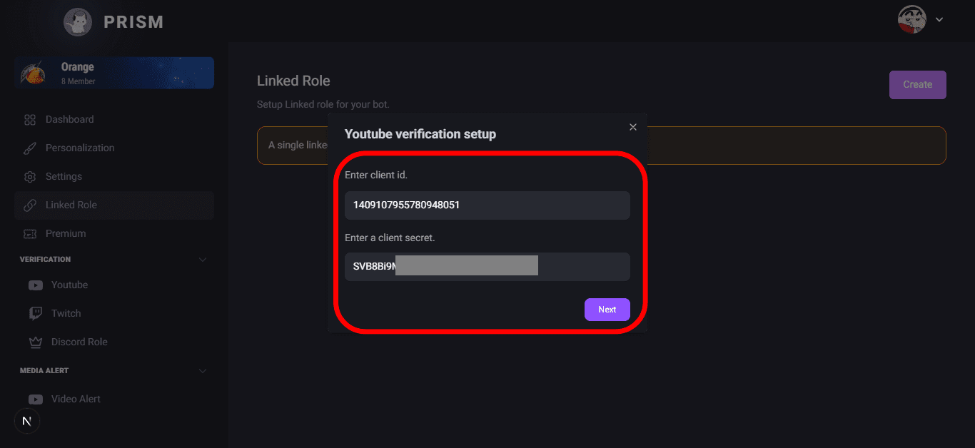 setting up, linked role
