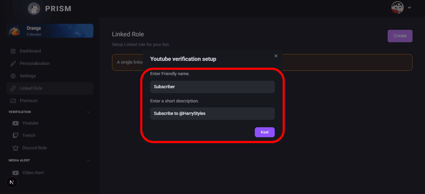 setting up, linked role