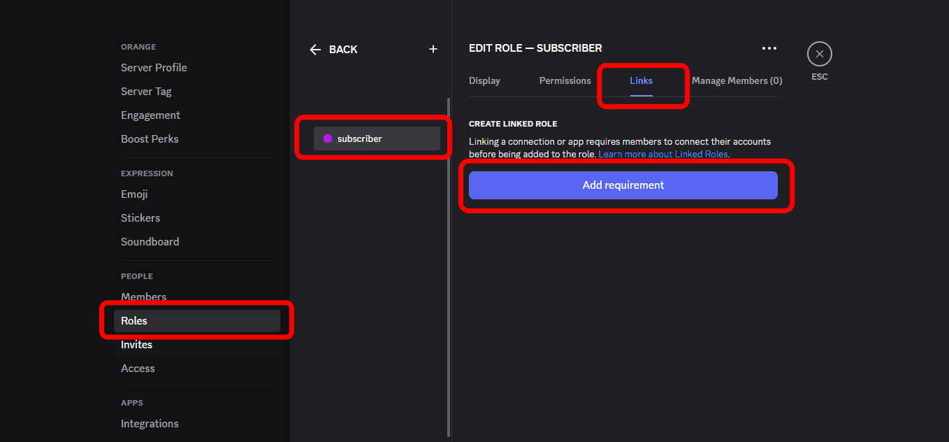 setting up, linked role